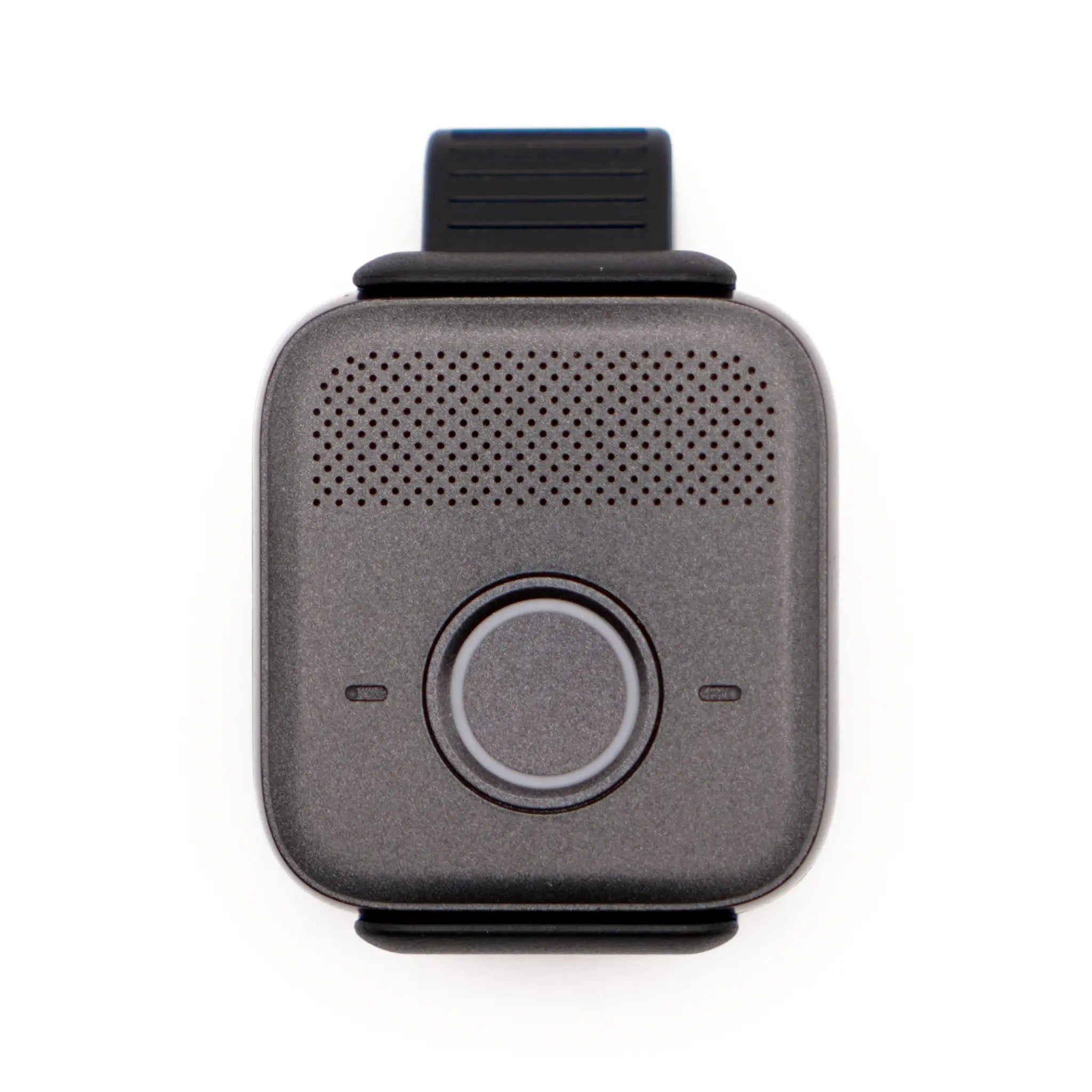 Front view of Belle W watch on a belt clip